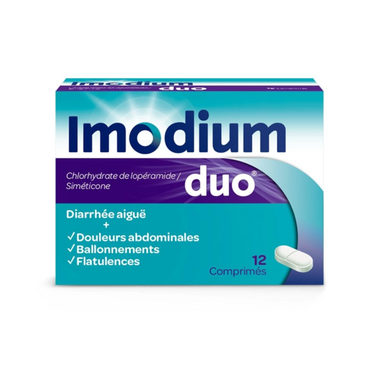 Imodium Duo 8 comprimés – Médicament contre la diarrhée et les ballonnements