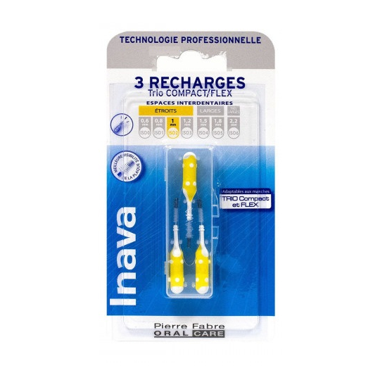 INAVA - Recharge Brossettes Interdentaires jaune - 3 recharges