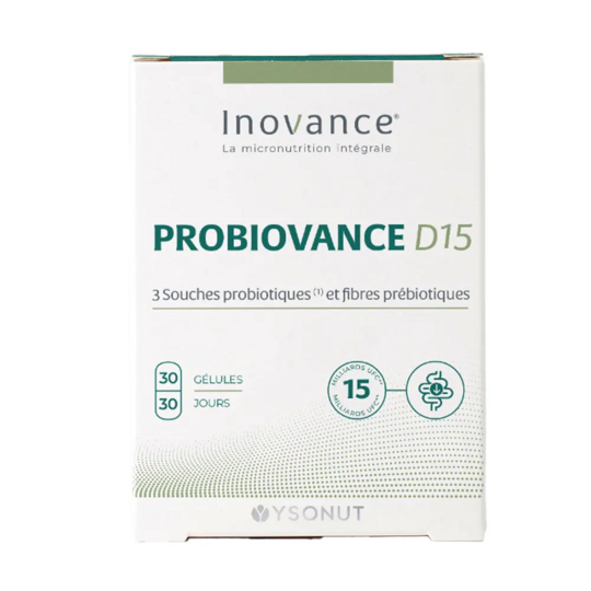 Inovance Probiovance Flore Intestinale D15 30 gélules – Probiotiques et prébiotiques pour l'équilibre du microbiote