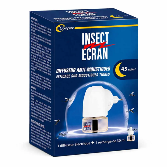Insect Écran Diffuseur Insecticide Électrique + Recharge 30 ml – Protection continue contre les moustiques
