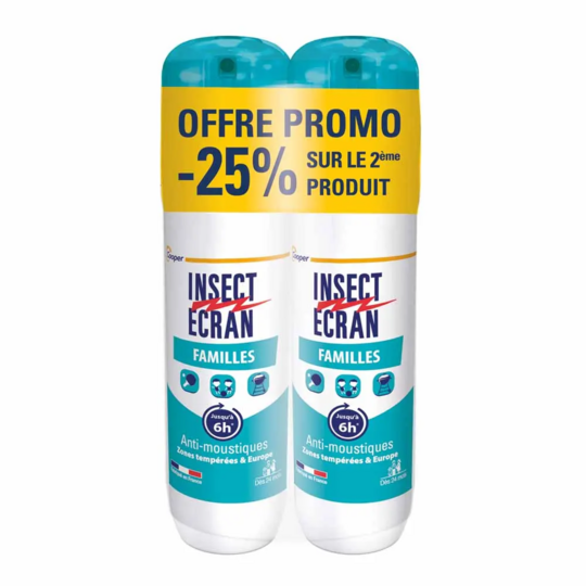 Insect Ecran Peau Anti-Moustiques Familles Zones Tempérées spray répulsif 2x100ml