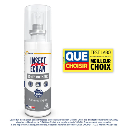 Insect Écran Peau Anti-Moustiques Zones Infestées Dès 24 Mois Jusqu'à 8 h 50 ml – Spray répulsif moustiques et moustique tigre