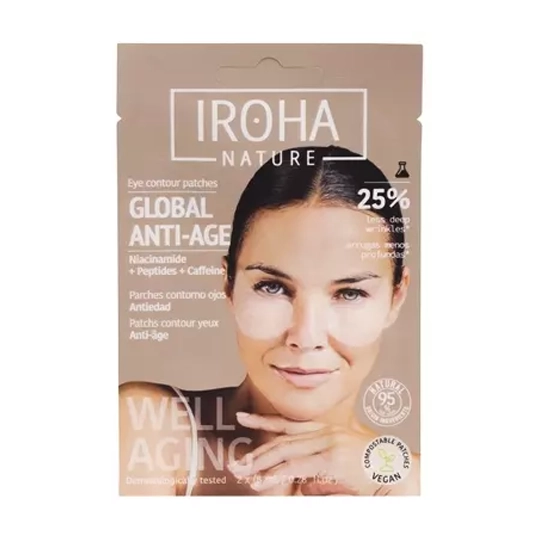 Iroha Nature Masque Tissu Yeux Global Eye Care Niacinamide, Cafeine et Peptides