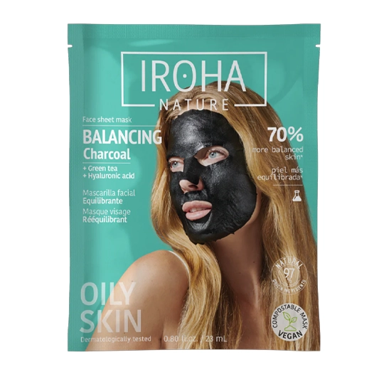 Iroha Nature Masque Tissu Detox au Charbon à la Niacinamide