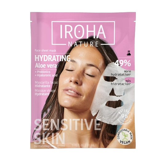 Iroha Nature Masque Tissu Hydratant Aloe Vera Acide hyaluronique et probiotiques