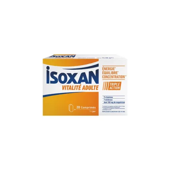 Isoxan Vitalité Adulte 20 comprimés effervescents – complément alimentaire énergie équilibre concentration