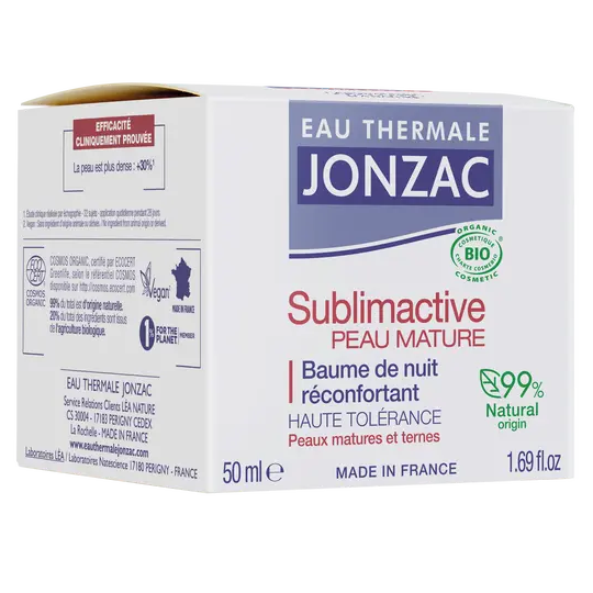Jonzac Eau thermale Sublimactive Peau mature Baume de nuit réconfortant Bio 50 mL