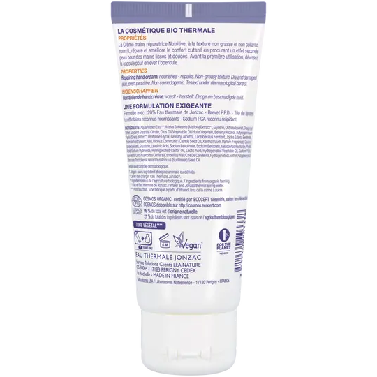 Jonzac Eau thermale Nutritive Crème mains réparatrice Bio 50 mL