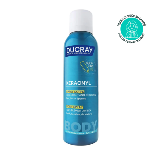 Ducray Keracnyl Spray corps asséchant anti-boutons 150 ml – Acné du dos et du torse