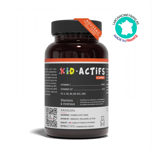 KidActifs Vitamines et minéraux Aragan 30 gummies – Croissance, immunité et vitalité de l’enfant
