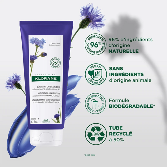 Klorane Baume Après-Shampooing Déjaunissant Centaurée Bio 200ml