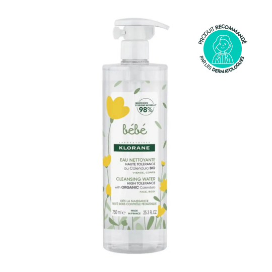 Klorane Bébé Eau Nettoyante Sans Rincage 750 ml nettoyage douceur peau sensible
