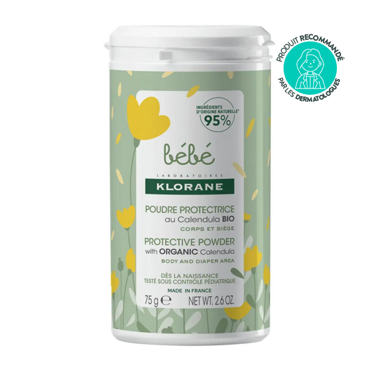 Klorane Bébé Poudre Protectrice au Calendula Bio 75 g soin apaisant siège bébé