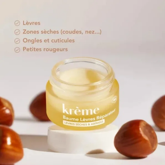 Krème Baume à lèvres réparateur noisette bio 10 g — soin nourrissant lèvres gercées