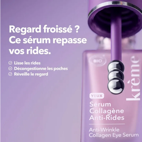 Krème Sérum yeux collagène anti-rides bio 15 ml — soin contour des yeux raffermissant