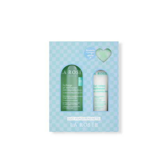 La Rosée Coffret Anti-Imperfections – Gel Nettoyant 400 ml, Gel-Crème Hydratant 60 ml et serviette offerte