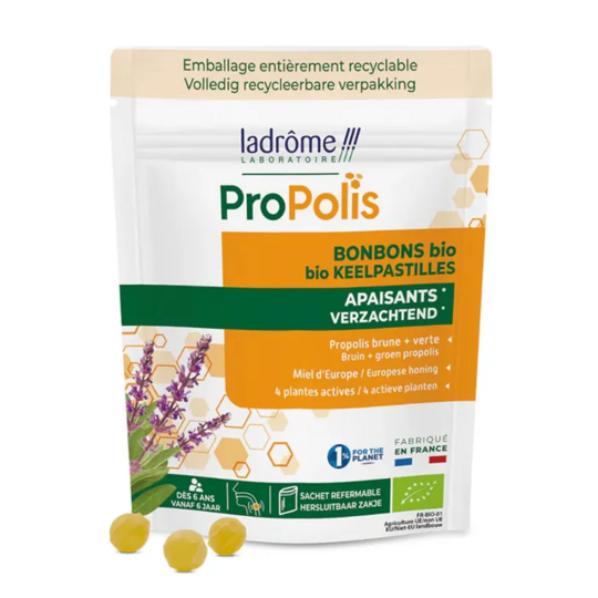 Ladrôme Propolis bonbons Bio 50 g – pastilles immunité et confort gorge