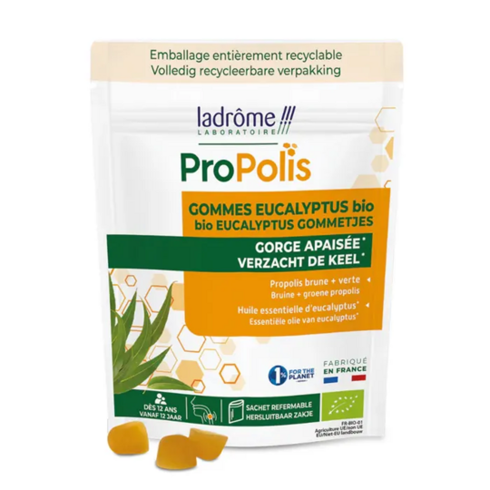 Ladrôme Propolis Eucalyptus bio 45 g – gommes immunité & confort gorge