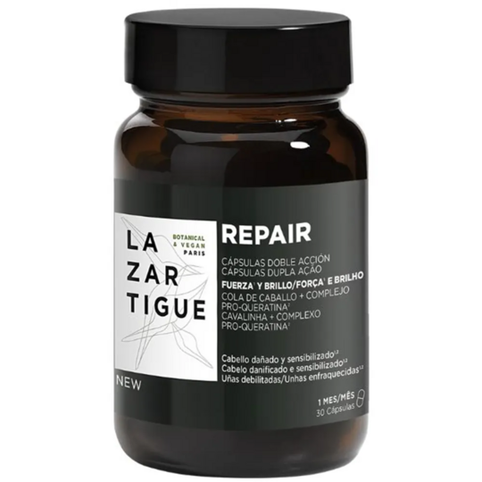 Lazartigue Repair force & brillance 30 capsules – complément alimentaire cheveux abîmés, force et éclat – cure 1 mois