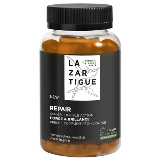 Lazartigue Repair force & brillance 60 gummies – complément alimentaire cheveux et ongles