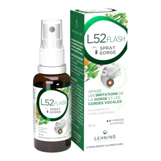 Lehning L52 Flash – spray buccal gorge aux plantes et huiles essentielles, 30 ml