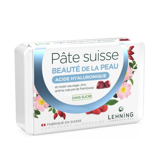 Lehning Pâte Suisse Beauté de la peau 40 gommes – Acide hyaluronique, zinc et éclat de la peau