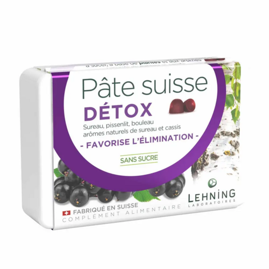 Lehning Pâte Suisse Détox Sureau, Pissenlit & Bouleau 40 gommes – Détoxification et élimination