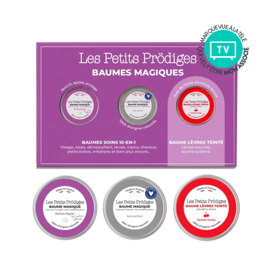 Les Petits Prodiges coffret trio de baume neutre figuier et teinté – rituel multi-usages 10-en-1