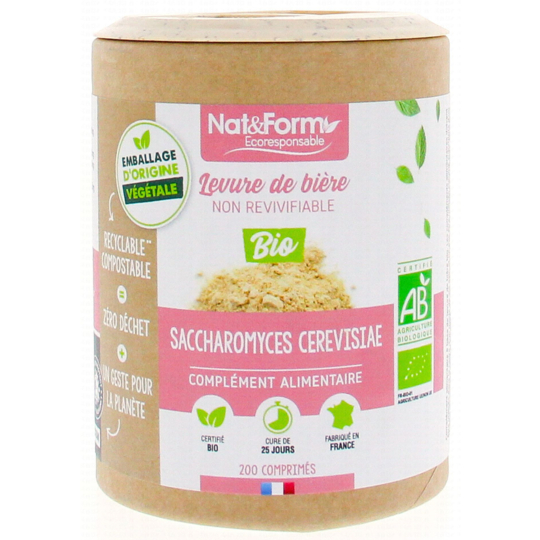 Levure de Bière Bio  - Saccharomyces Cerevisiae - 200 Gélules d'Origine Végétale