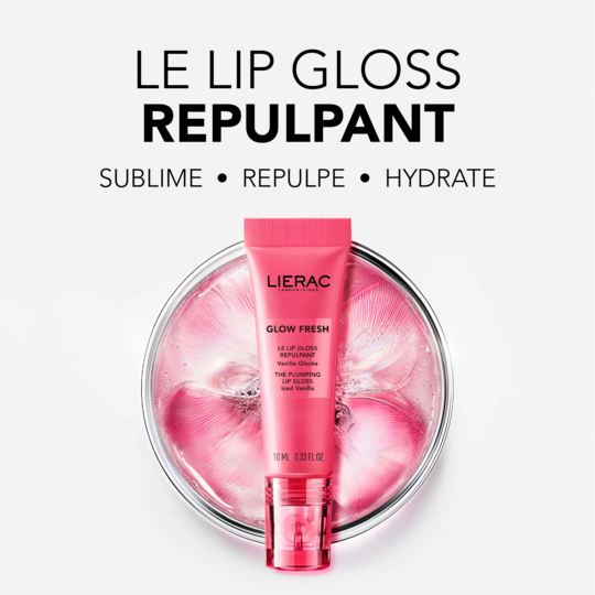 Lierac Glow fresh le lip gloss repulpant vanille glacée 10 ml — soin lèvres pulpeuses