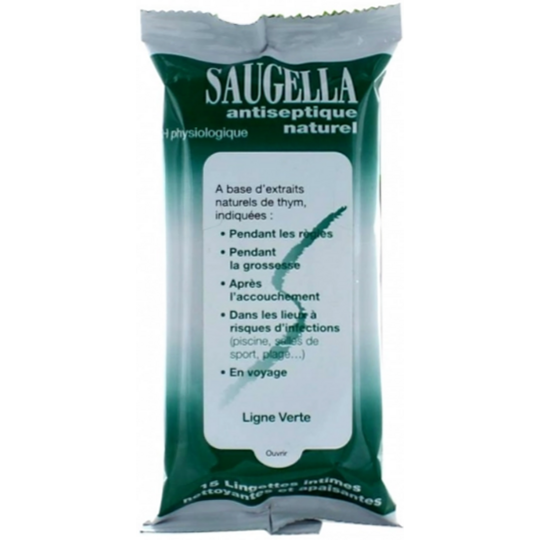 Saugella Lingettes Nettoyantes Intimes Antiseptique Naturel - 15 lingettes