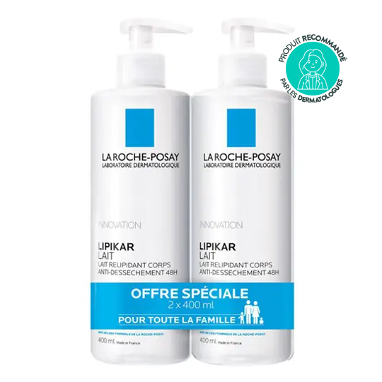 La Roche-Posay Lipikar Lait Relipidant Corps Anti-dessèchement Lot de 2 x 400 ml