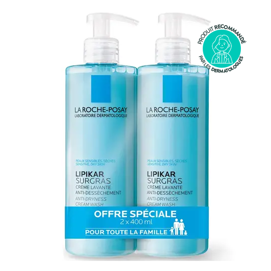 La Roche-Posay Lipikar Surgras Crème Lavante Anti-Dessèchement Lot de 2 x 400ml