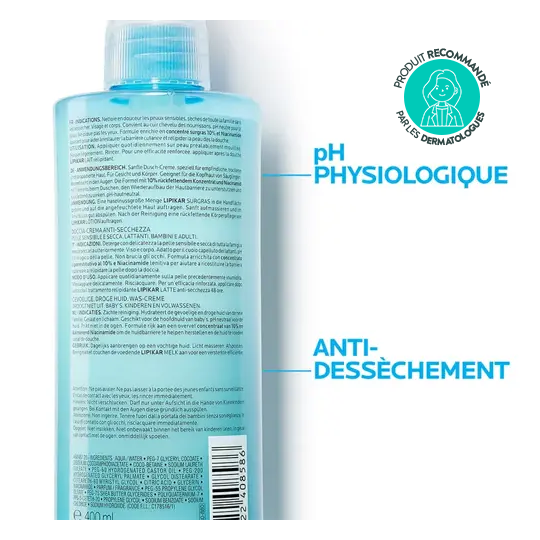 La Roche-Posay Lipikar Surgras Crème Lavante Anti-Dessèchement Lot de 2 x 400ml