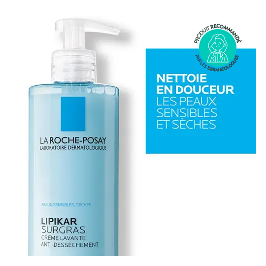 La Roche-Posay Lipikar Surgras Crème Lavante Anti-Dessèchement Lot de 2 x 400ml