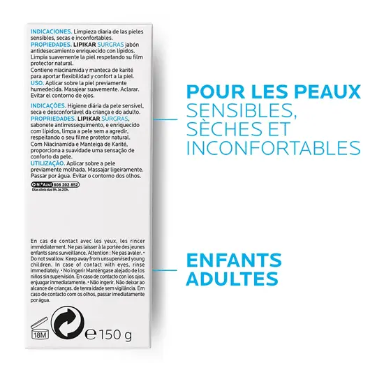 La Roche-Posay Lipikar Surgras Pain Anti-Dessèchement Lot de 2 x 150 g