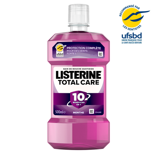Listerine Total Care Menthe 10 en 1 Bain de bouche au Fluor 500 ml