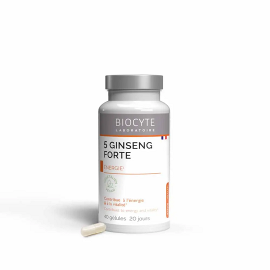 Biocyte 5 Ginseng Forte Vegan - Énergie & vitalité 40 gélules