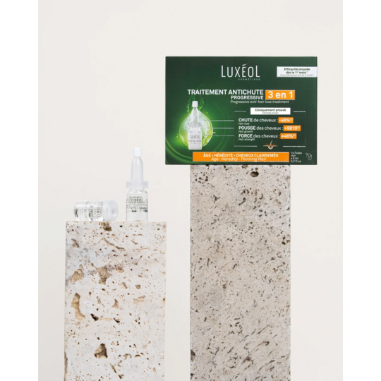 Luxéol traitement antichute progressive 3 en 1 – 14 fioles de 6 ml pour chute, densité et repousse