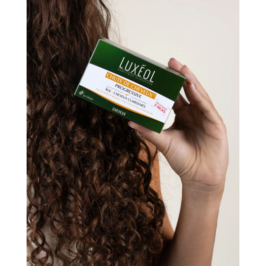 Luxéol Chute de cheveux progressive 3 mois – 90 gélules antichute, densité et vitalité capillaire
