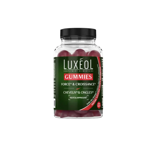 Luxéol gummies force et croissance 60 gommes – Cheveux plus forts, pousse stimulée, formule gourmande