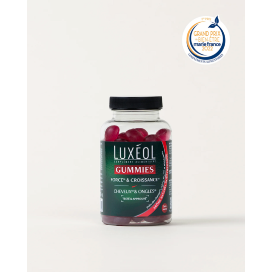 Luxéol gummies force et croissance 60 gommes – Cheveux plus forts, pousse stimulée, formule gourmande