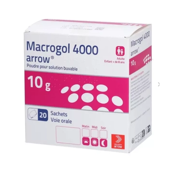 Macrogol 4000 4g Arrow – 20 sachets, médicament sans ordonnance contre la constipation fonctionnelle