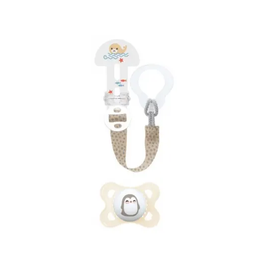 MAM Sucette Original Nature 2 - 6 Mois + avec Attache-Sucette (Motifs et Coloris Aléatoires)
