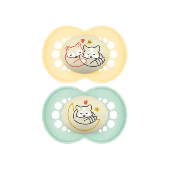 MAM Sucettes Original Nuit 6 Mois+ x2 (Motifs et Coloris Aléatoires)