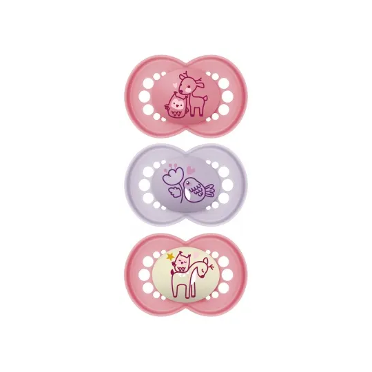 MAM Sucettes Original Nature + 1 Sucette Original Nuit 18 Mois+ Rose x3