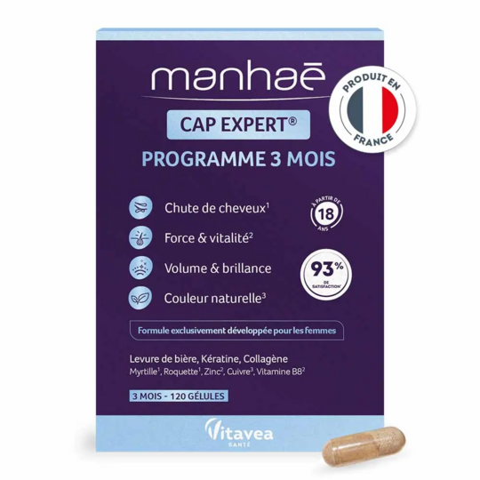 Manhaé Cap Expert Cheveux 120 gélules - Fortifiant & prévention de la chute capillaire