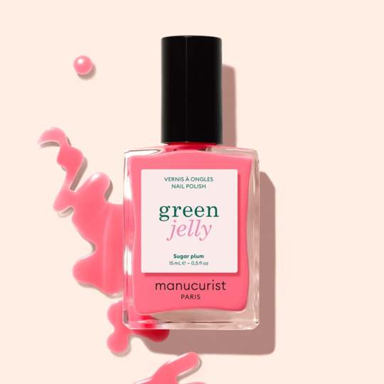 Manucurist Green™ Sugar Plum Jelly 15 ml – vernis à ongles rose pop translucide aux sous-tons orangés