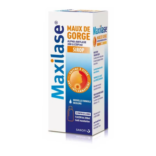 Maxilase Sirop Maux de Gorge – 200 ml – Médicament anti-inflammatoire local