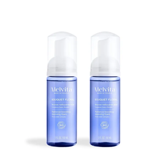 Melvita Bouquet Floral Duo Mousse Nettoyante Éclat Visage 2x150ml peau nette et éclat
